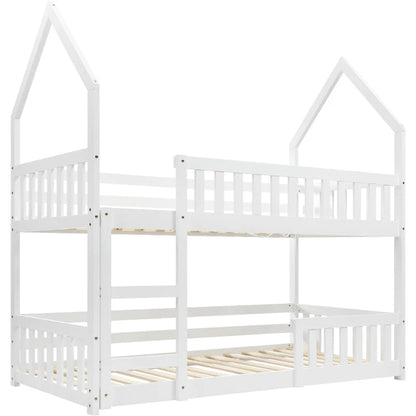 Castle Bunk Bed for Kids - Solid Wood, White