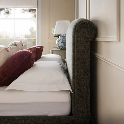 Porchester Ottoman Bed with Storage, Sleigh, Forest Green Chenille