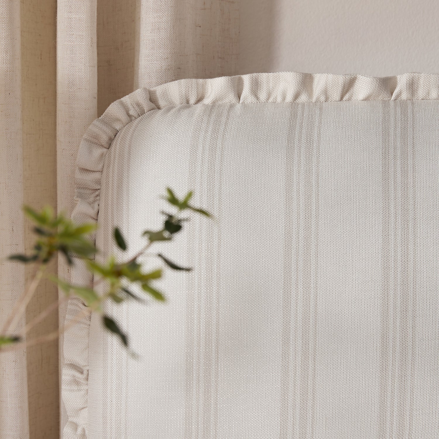 Celeste Upholstered Bed with Storage with Ruffled Headboard, Seashell Stripe