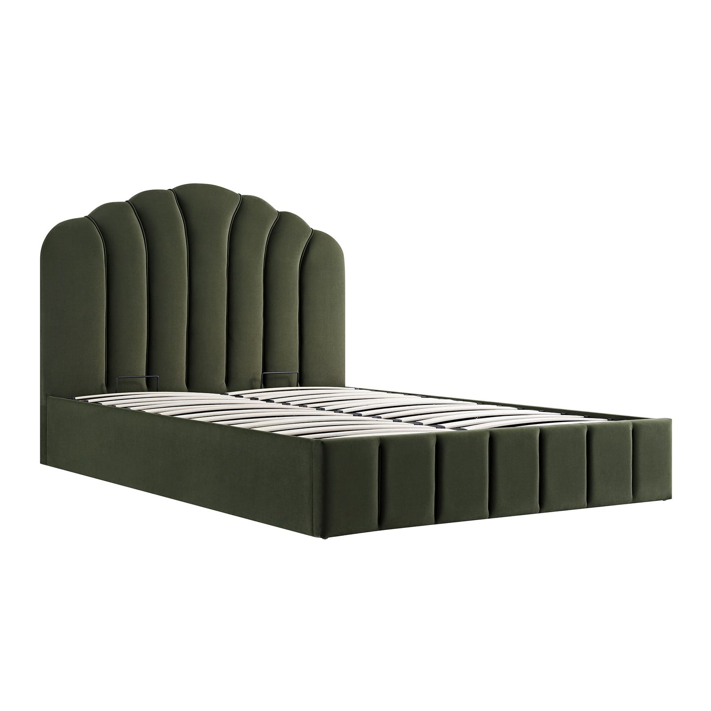 Hana Ottoman Bed with Storage, Moss Green Velvet