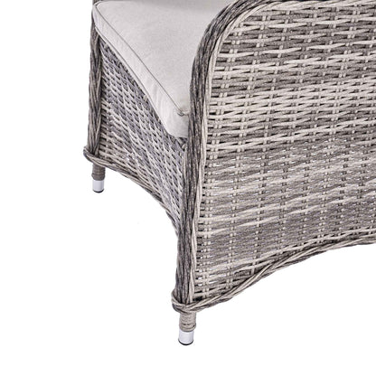 Hampshire 4-Seater Round Wicker Rattan Dining Set, Light Grey