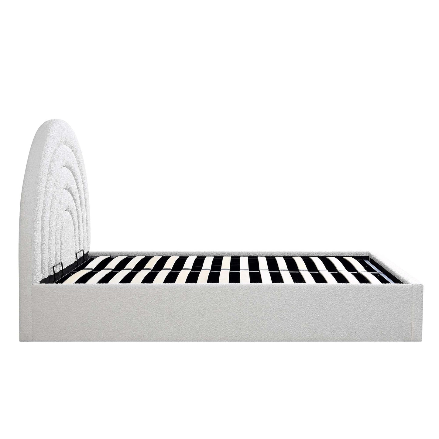 Archer White Boucle Ottoman Bed with Storage