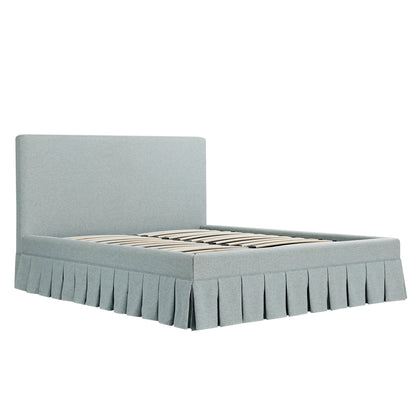 Egerton Box-Pleat Ottoman Bed with Storage, Pale Aqua Brushed Fabric