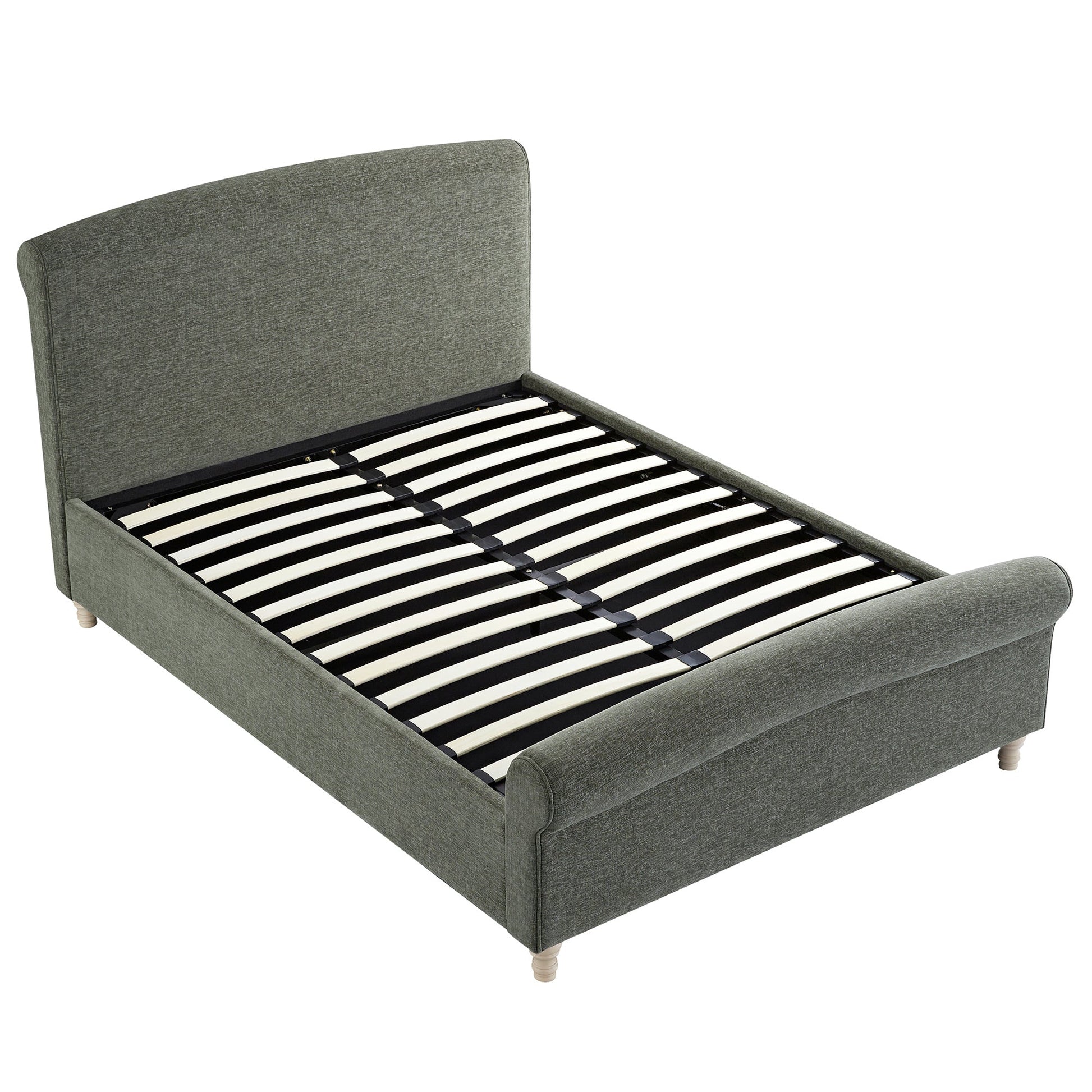 Porchester Ottoman Bed with Storage, Sleigh, Forest Green Chenille