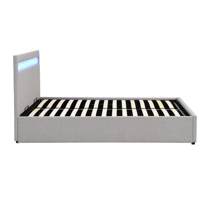 Pimlico End Opening Ottoman Bed with Storage Frame with Multi-colour LED Headboard (Grey Fabric)
