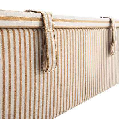 Chilworth Upholstered Ottoman Bed with Storage, Ochre Stripe Linen Blend