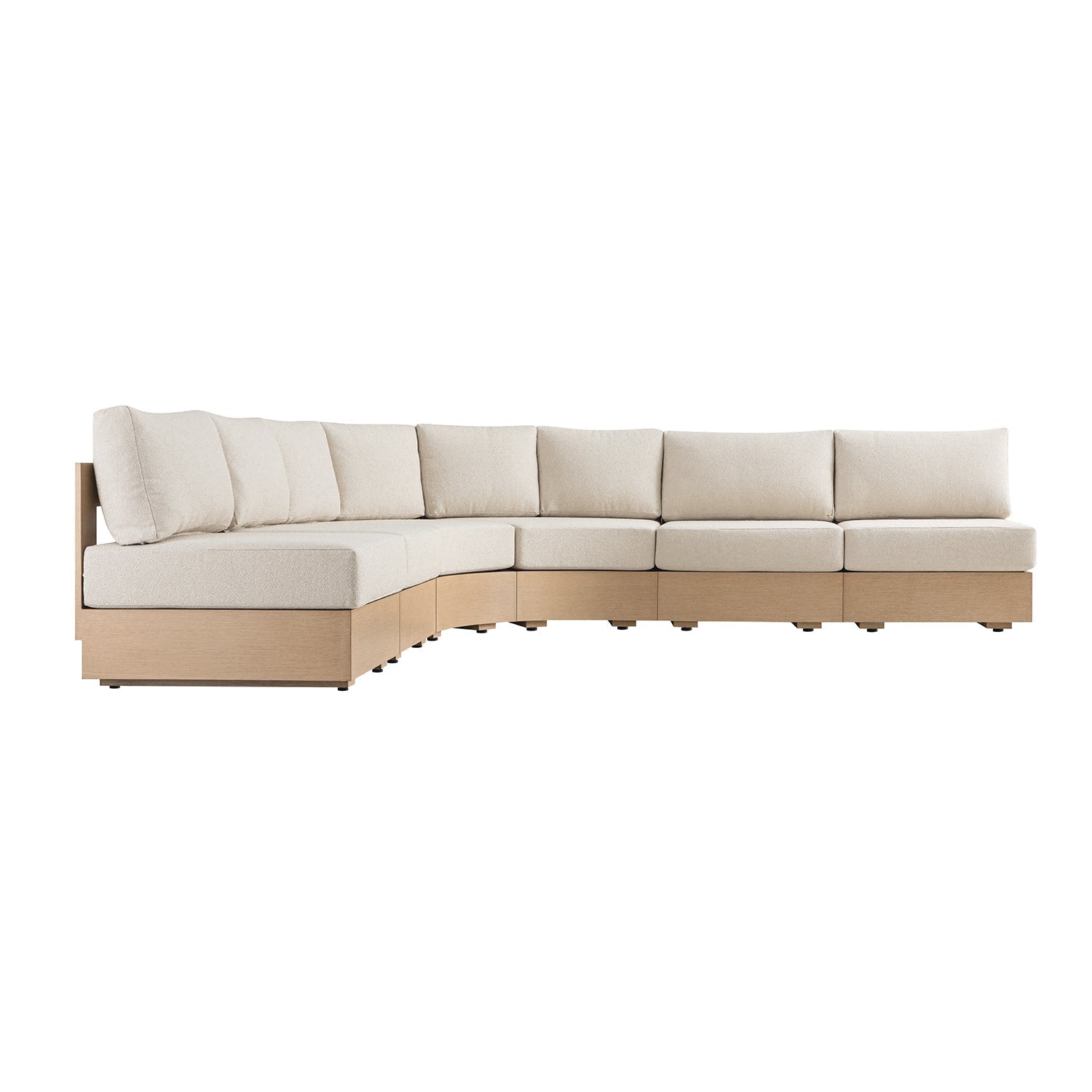Jardin Aluminium Outdoor Modular 6-Piece Curved Corner Sofa Set, Natural