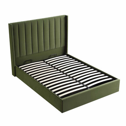 Wilton Moss Green Velvet Ottoman Bed with Storage
