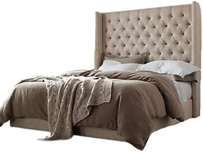 Upholstered Chesterfield Wing Sleigh Bed Frame