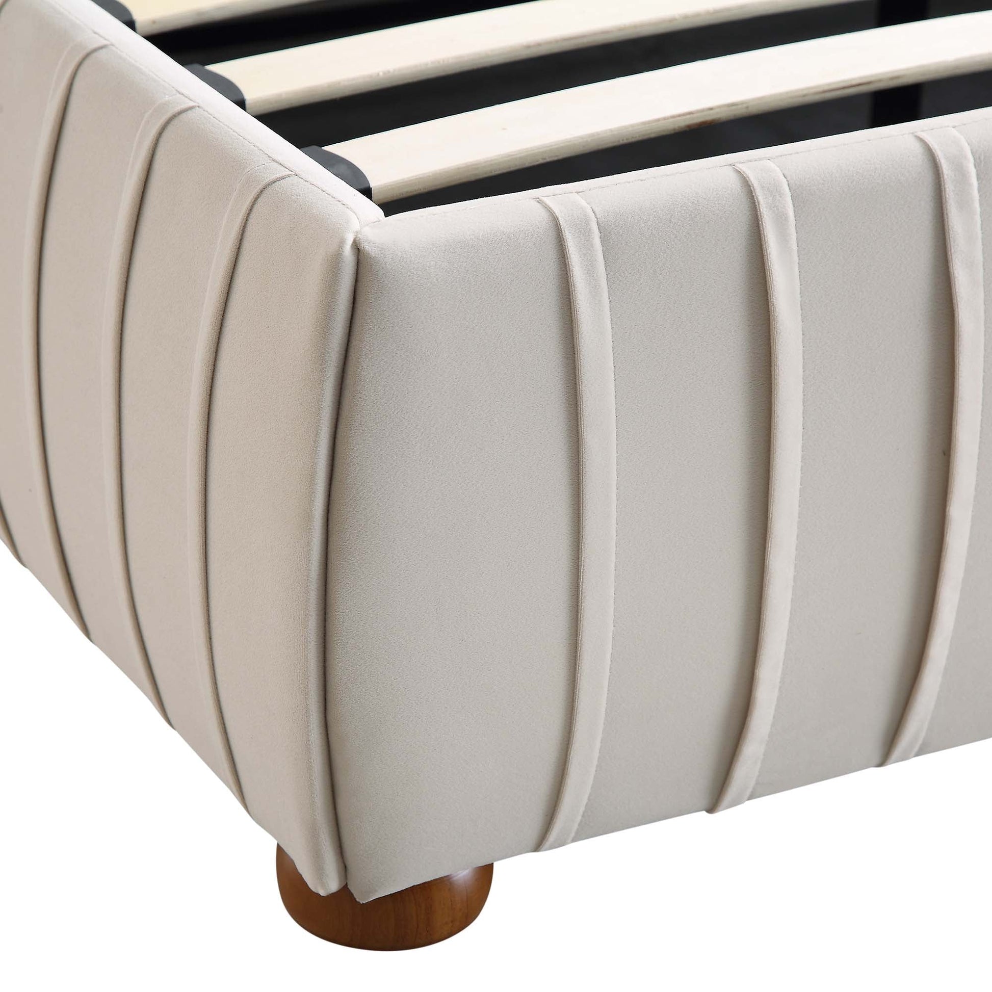 Helia Pleated Ottoman Bed with Storage, Champagne Velvet