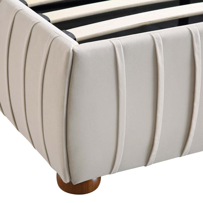 Helia Pleated Ottoman Bed with Storage, Champagne Velvet
