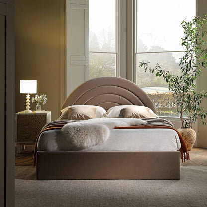 Archer Mink Velvet Ottoman Bed with Storage