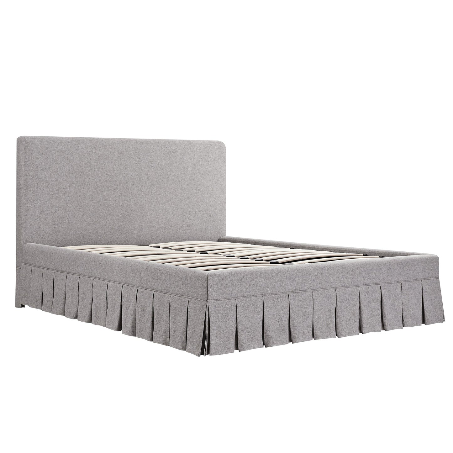 Egerton Box-Pleat Ottoman Bed with Storage, Stone Brushed Fabric