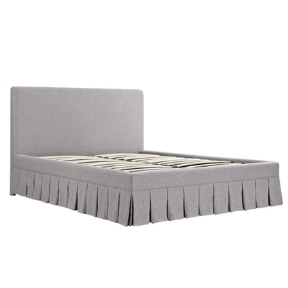 Egerton Box-Pleat Ottoman Bed with Storage, Stone Brushed Fabric