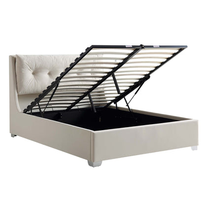 Hadley Champagne Velvet Ottoman Bed with Storage