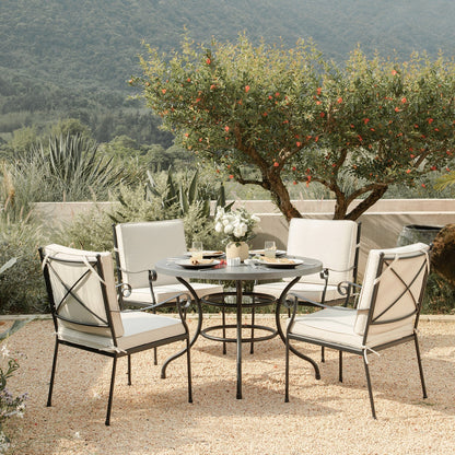 Haymes Indoor and Outdoor Metal 4-Seater Round Dining Set, Beige