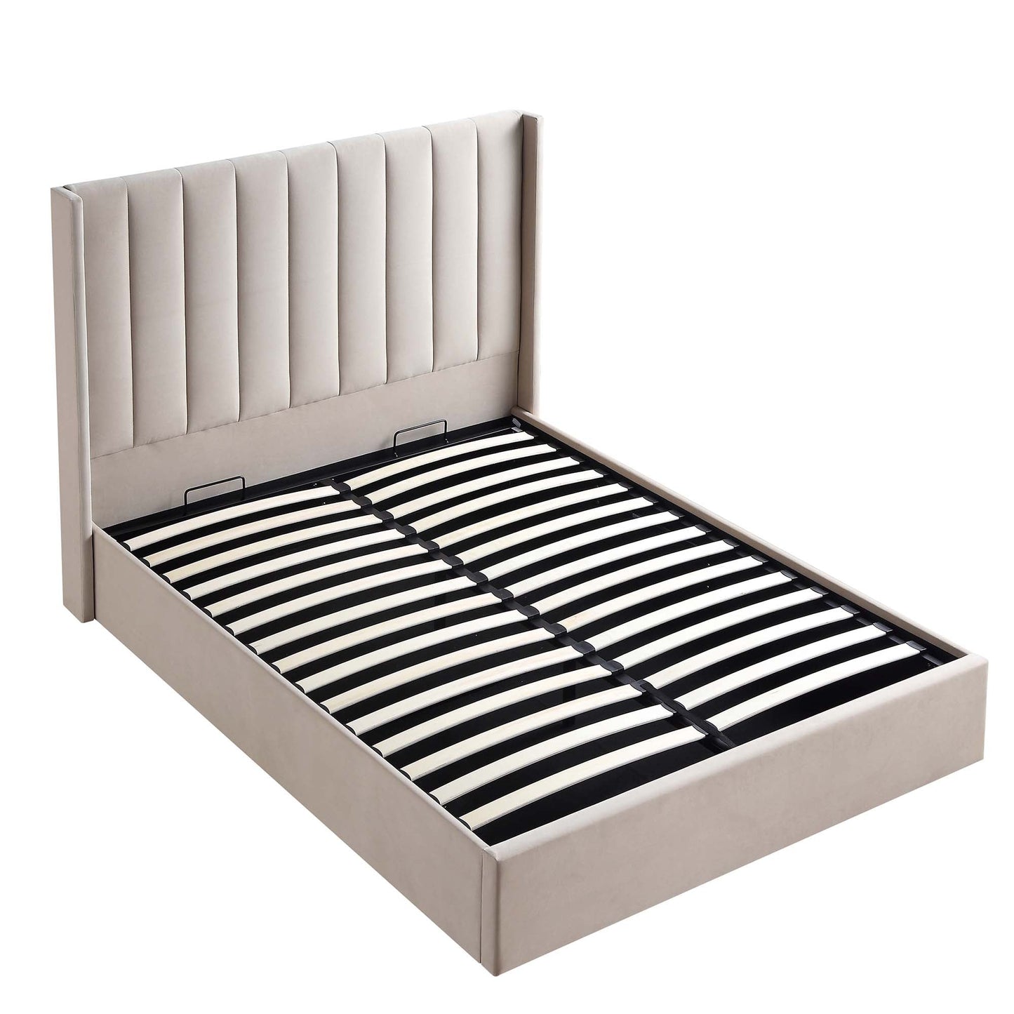 Wilton Champagne Velvet Ottoman Bed with Storage