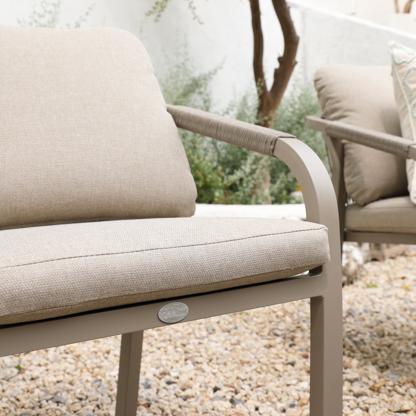 Manresa Rope 6-Seater Rectangular Garden Dining Set, Taupe and Beige