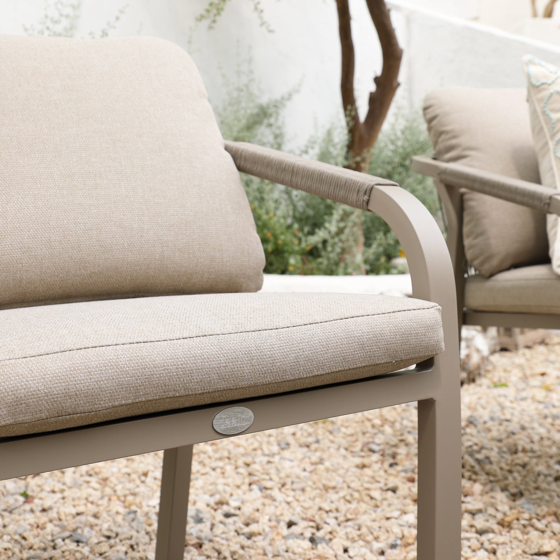 Manresa Rope 6-Seater Rectangular Garden Dining Set, Taupe and Beige