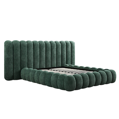 Sebastian Grand Bed with Storage, Forest Green Teddy Bouclé