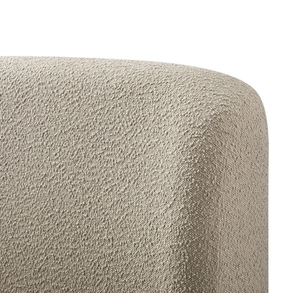 Constance Winged Headboard Ottoman Bed with Storage, Light Taupe Boucle