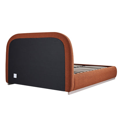 Luella Upholstered Wooden Plinth Base Bed with Storage, Rust Boucle