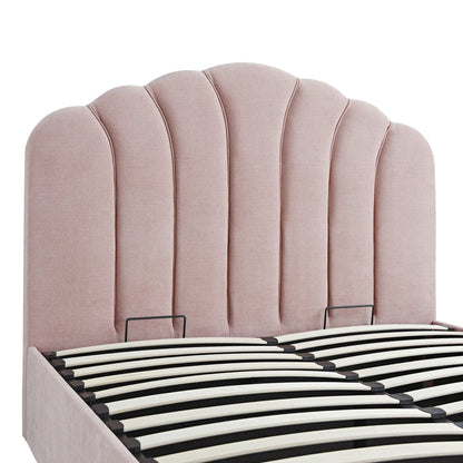 Hana Ottoman Bed with Storage, Petal Pink Chenille