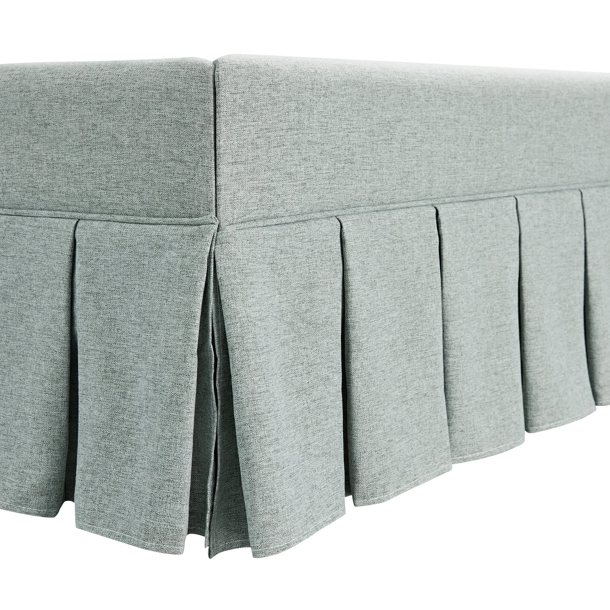 Egerton Box-Pleat Ottoman Bed with Storage, Pale Aqua Brushed Fabric