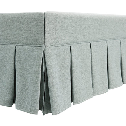 Egerton Box-Pleat Ottoman Bed with Storage, Pale Aqua Brushed Fabric