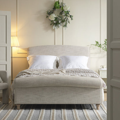 Porchester Ottoman Bed with Storage, Sleigh, Oatmeal Woven Textured Fabric