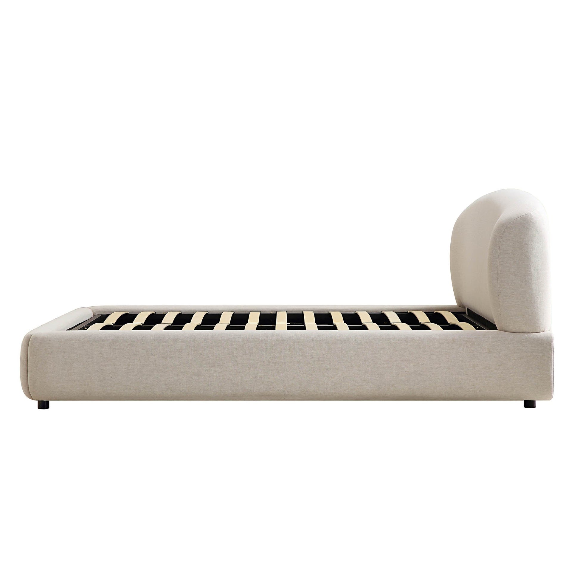 Constance Winged Headboard Ottoman Bed with Storage, Beige Linen
