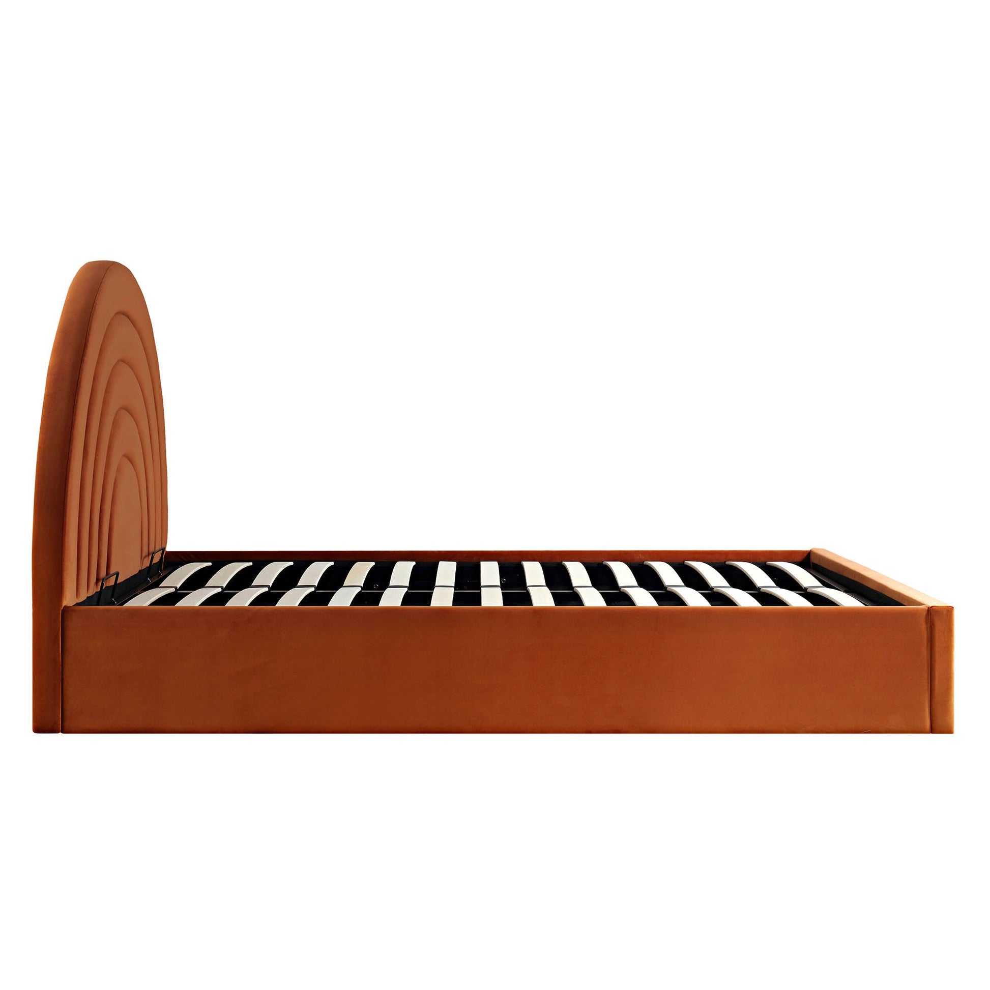 Archer Rust Velvet Ottoman Bed with Storage