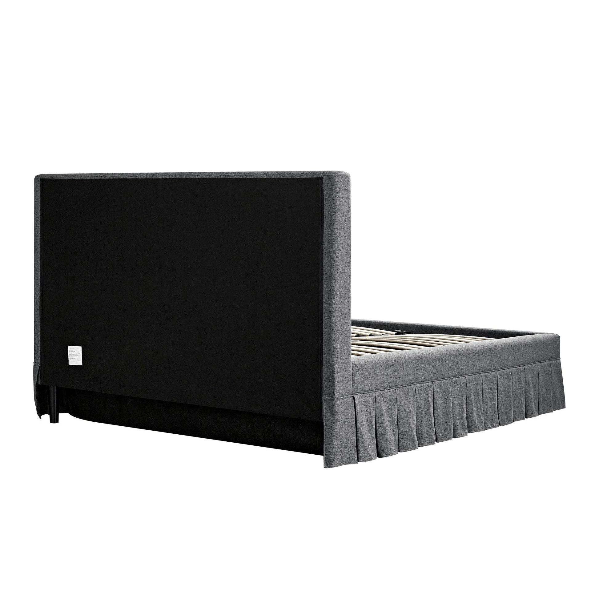 Egerton Box-Pleat Ottoman Bed with Storage, Charcoal Brushed Fabric