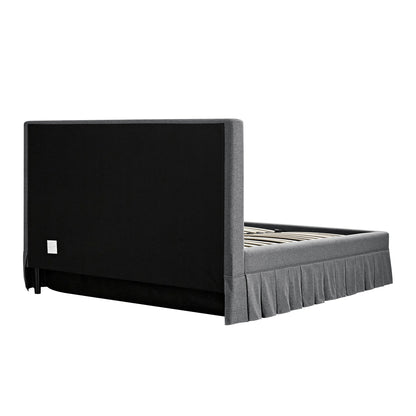 Egerton Box-Pleat Ottoman Bed with Storage, Charcoal Brushed Fabric