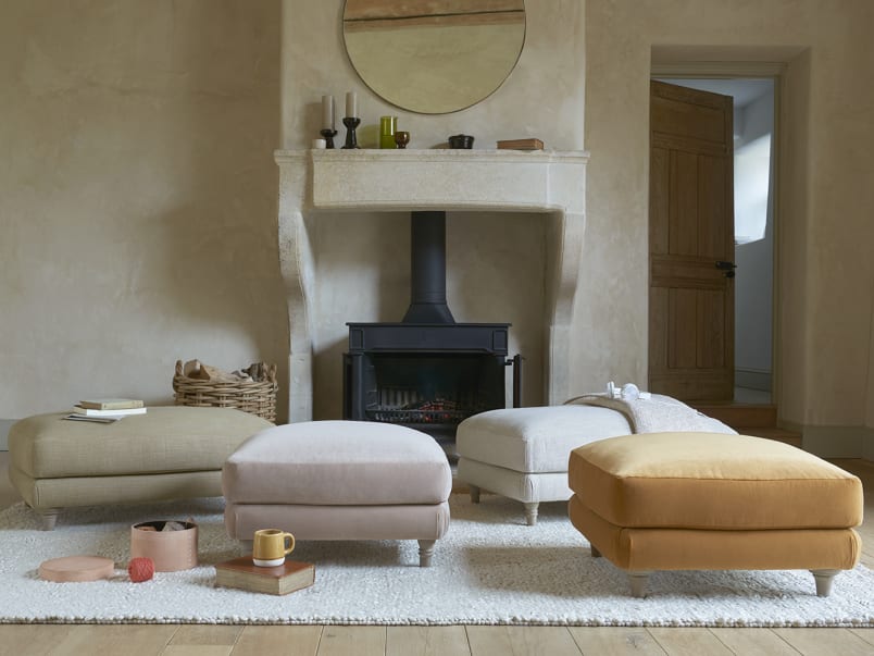 Upholstered Sugarloaf Footstool with Wooden Legs