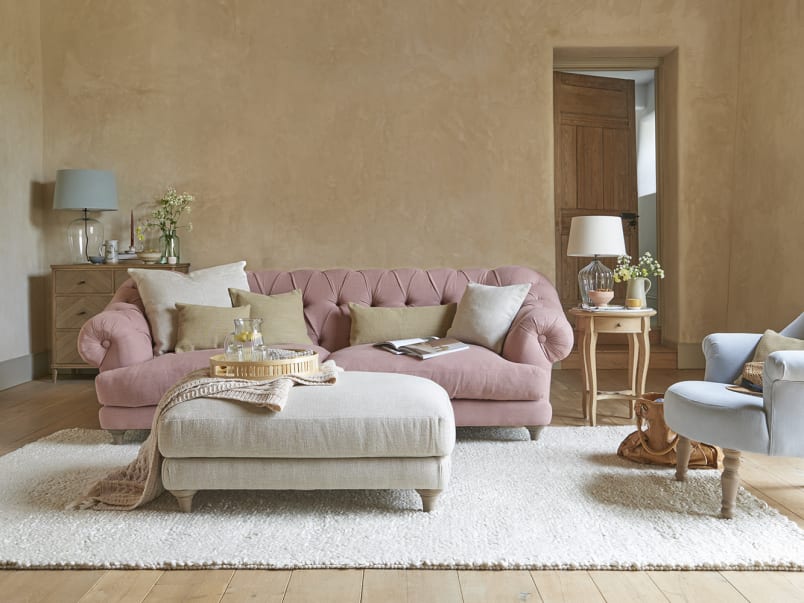 Upholstered Sugarloaf Footstool with Wooden Legs