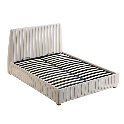 Helia Pleated Ottoman Bed with Storage, Champagne Velvet