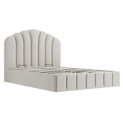 Hana Ottoman Bed with Storage, Ivory Weave Fabric