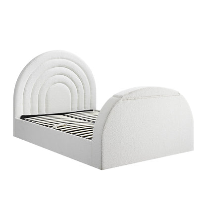 Archer White Boucle TV Bed with Ottoman Storage