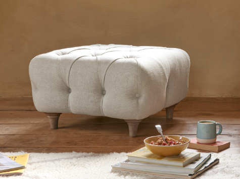 Treacle Footstool with Wooden Legs - Plush Velvet Upholstered Footstool