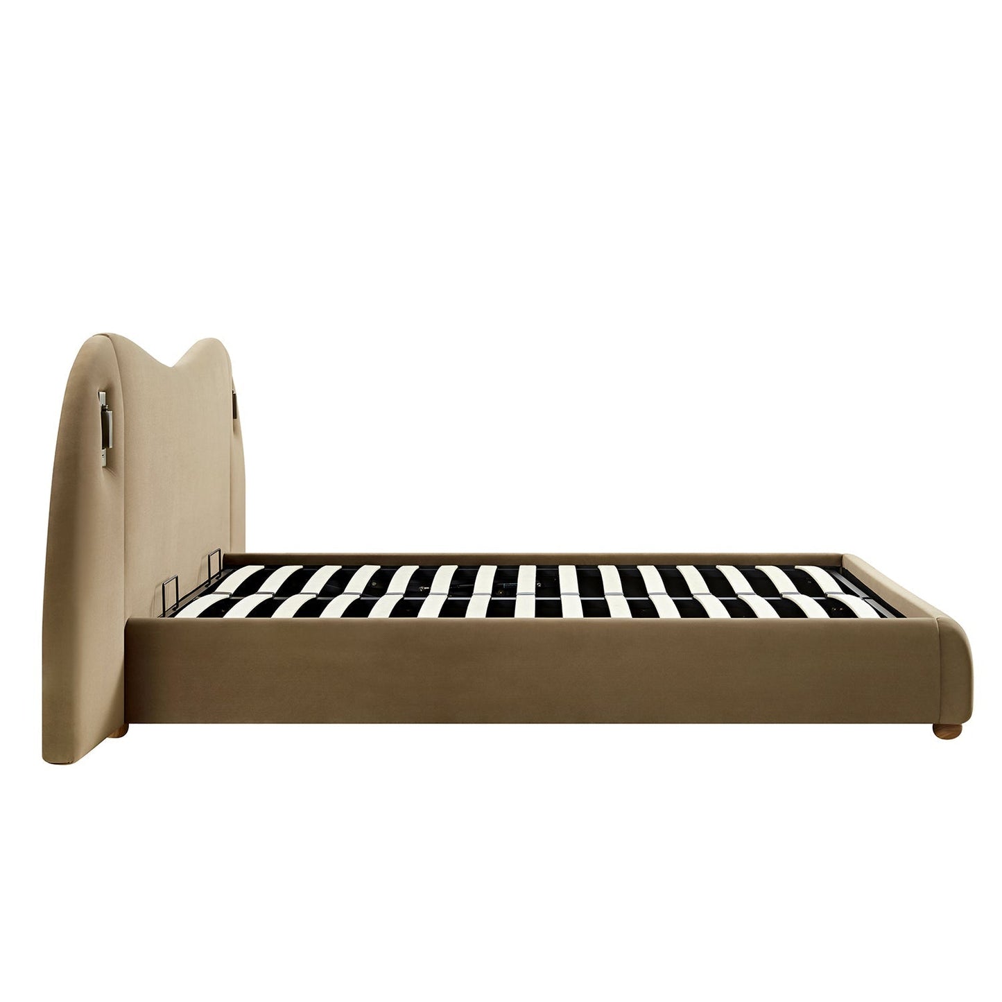 Egerie Extended Headboard Ottoman Bed with Storage, Hazel Velvet