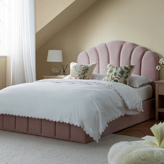 Hana Ottoman Bed with Storage, Petal Pink Chenille