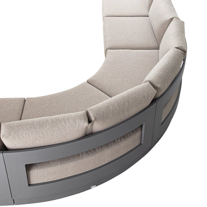 Jardin Aluminium Outdoor Modular 6-Piece Curved Corner Sofa Set, Granite