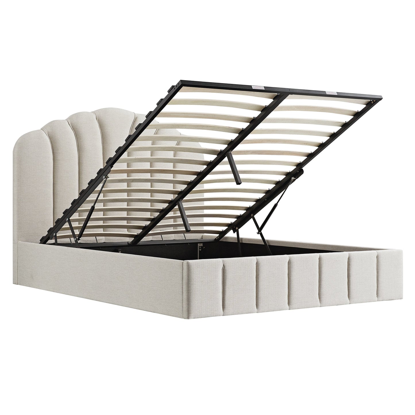 Hana Ottoman Bed with Storage, Ivory Weave Fabric