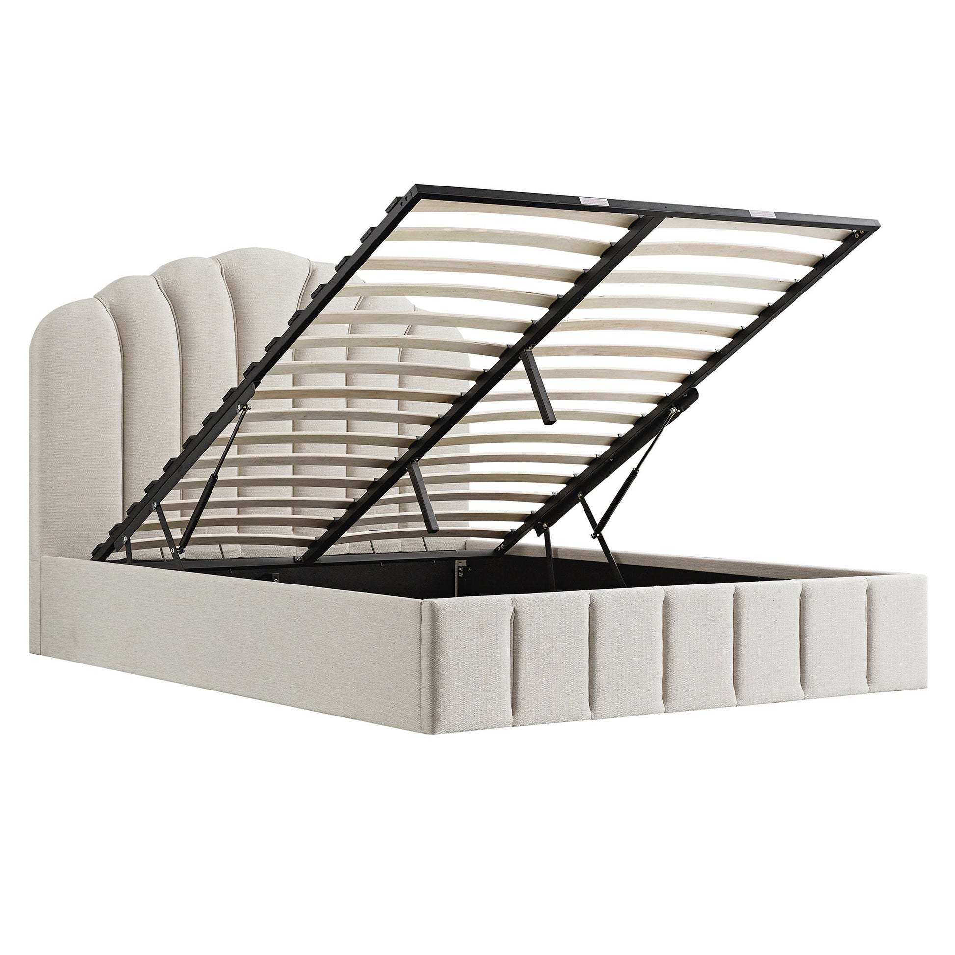 Hana Ottoman Bed with Storage, Ivory Weave Fabric