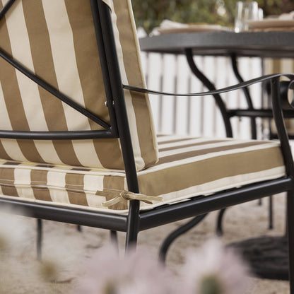 Haymes Indoor and Outdoor Metal 4-Seater Round Dining Set, Khaki Stripe