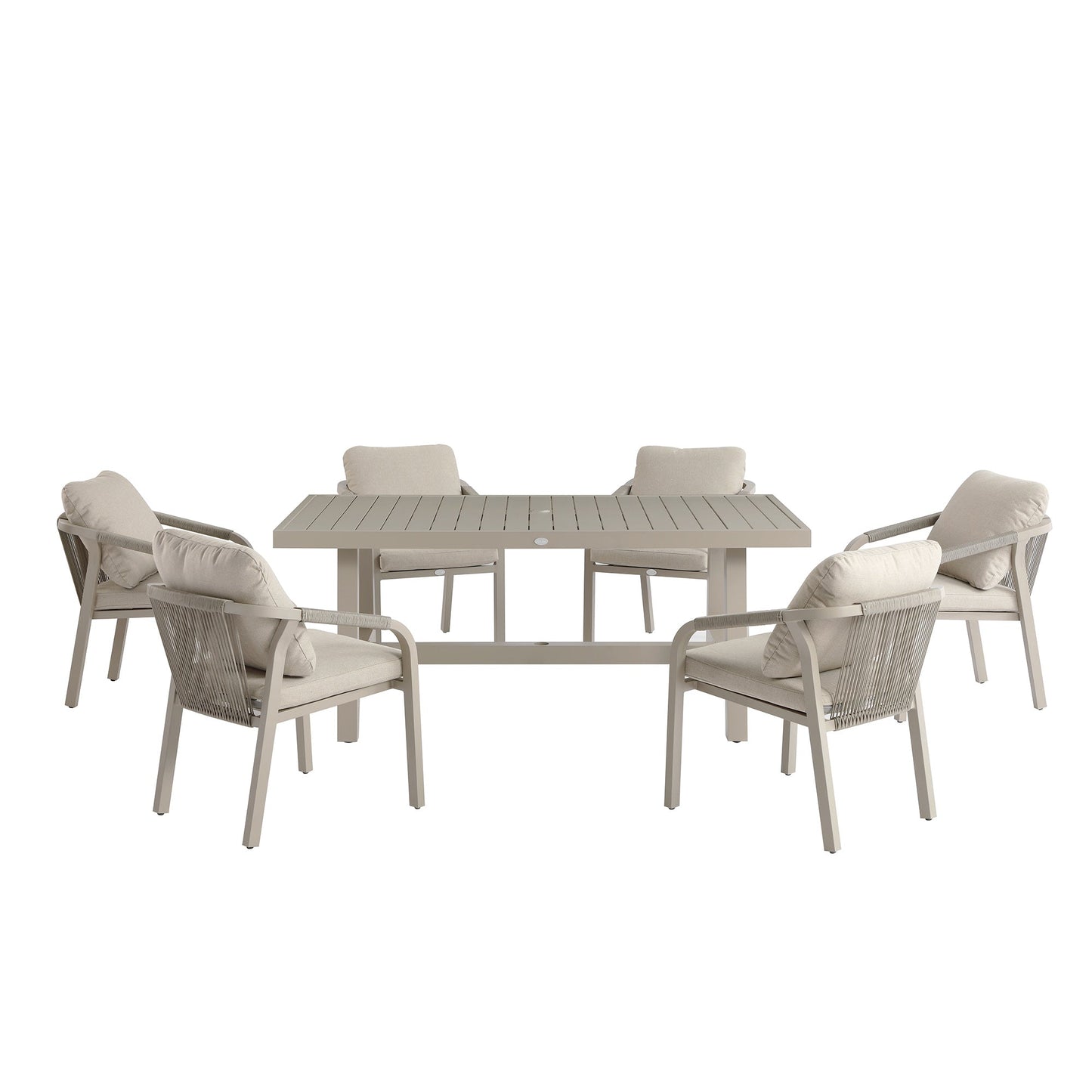 Manresa Rope 6-Seater Rectangular Garden Dining Set, Taupe and Beige