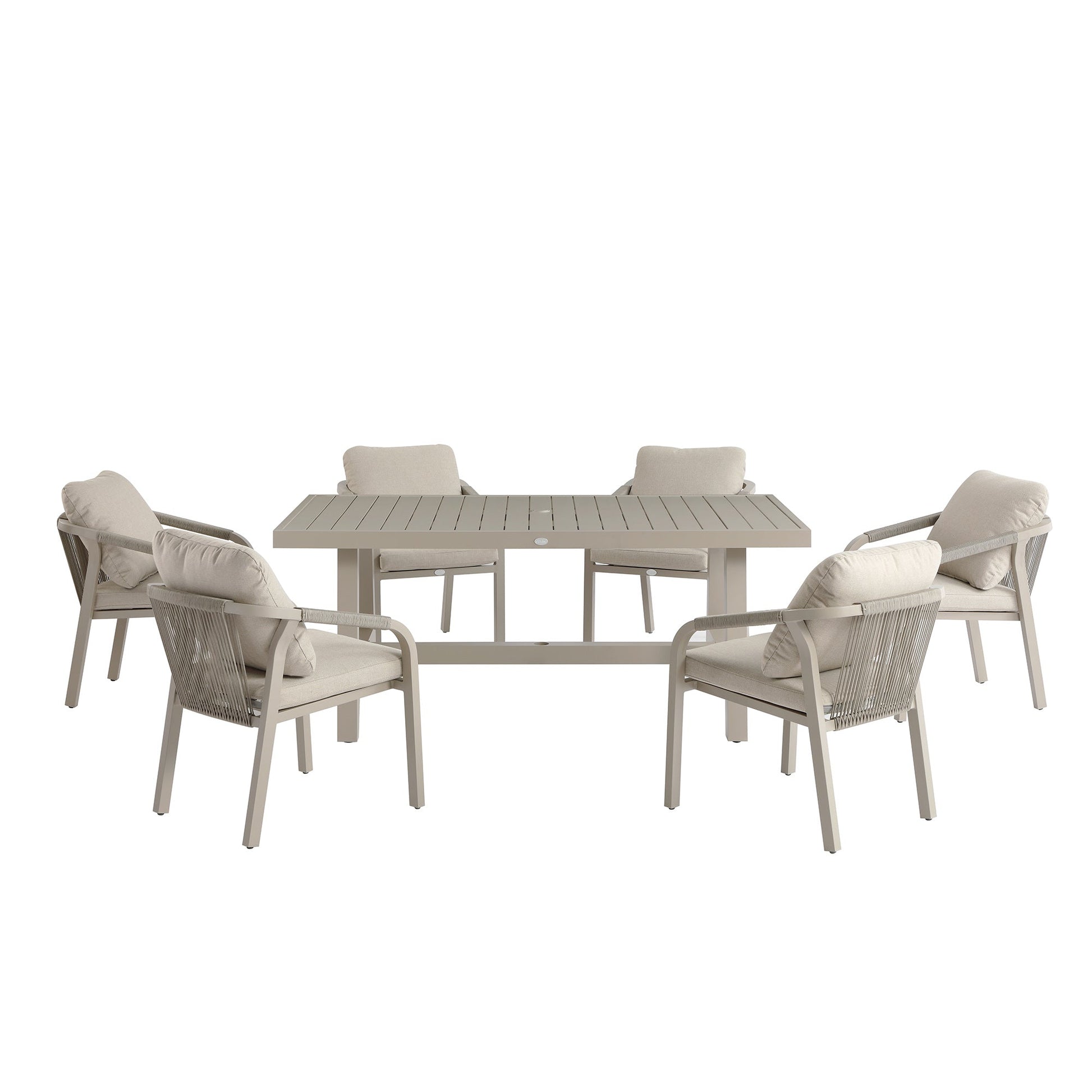 Manresa Rope 6-Seater Rectangular Garden Dining Set, Taupe and Beige