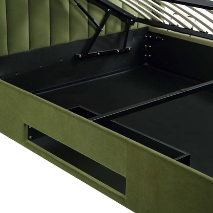 Wilton Moss Green Velvet TV Bed with Ottoman Storage