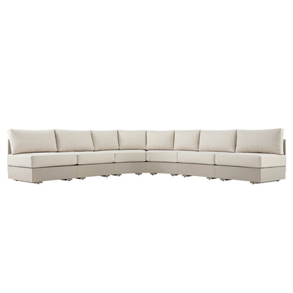 Jardin Aluminium Outdoor Modular 6-Piece Curved Corner Sofa Set, Pumice